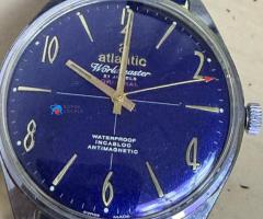 Ceas Atlantic mecanic elvetian albastru barbatesc